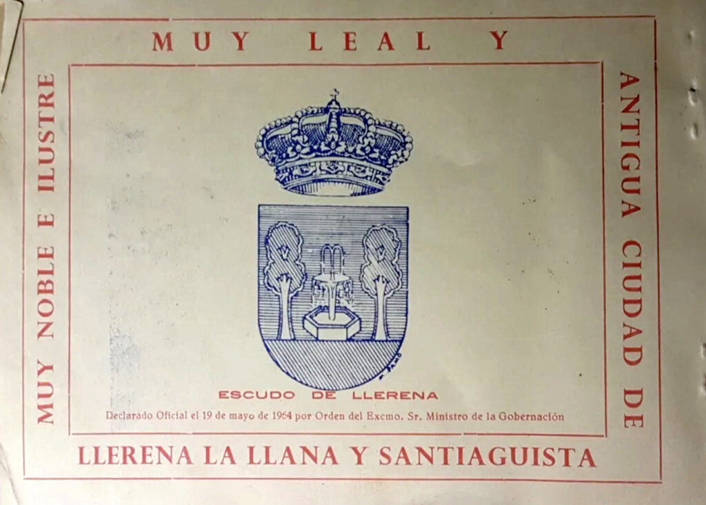 Cartel con escudo de Llerena